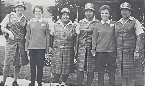 Mrs. Enrique Valles, Miss Brigitte Le Garreres, Miss Dominga Capati, Miss Nora M. Mateo, Miss Monique Le Garreres, Miss Mercedes Feliciano